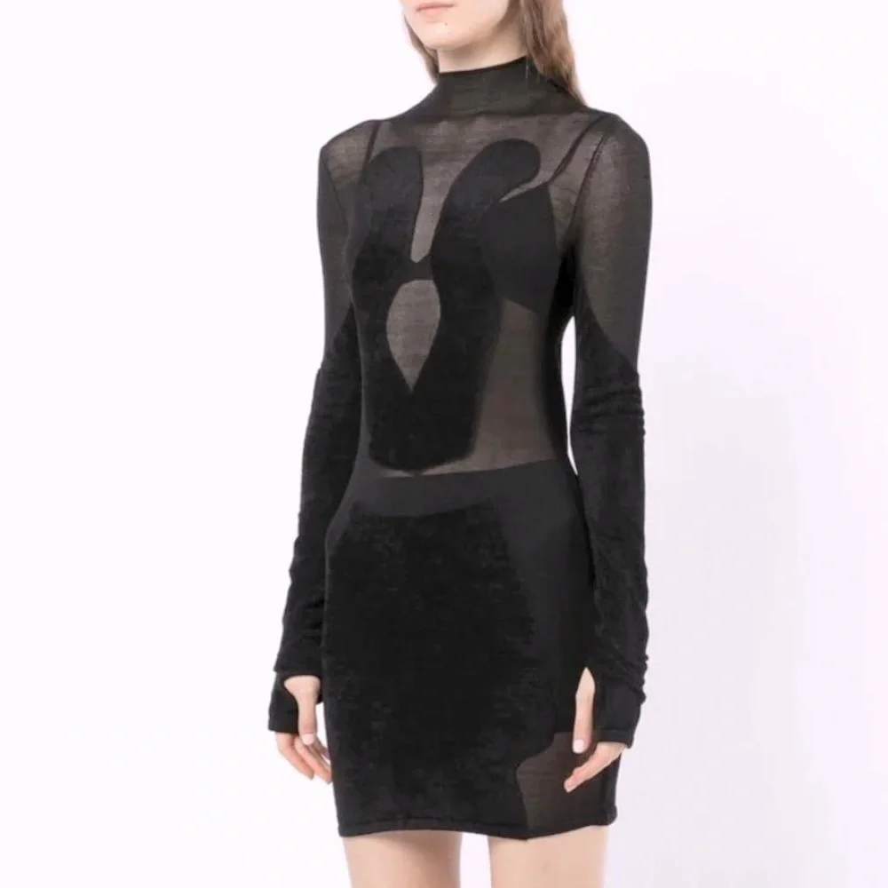 New Dion Lee Chenille Intarsia Knit Black Mini Dress Size 4 - Picture 3 of 14
